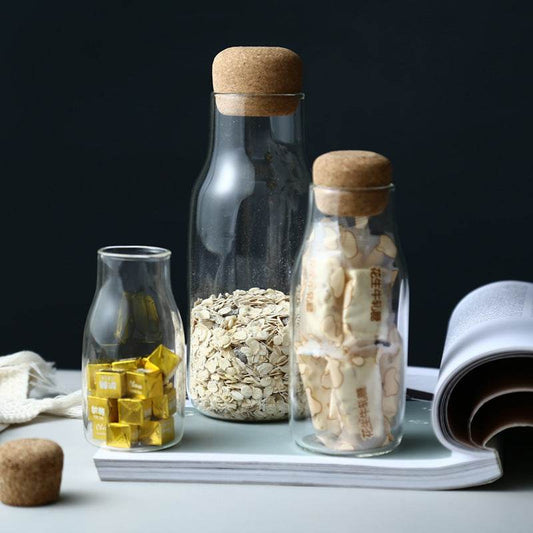 Sealed Jar Glass Transparent Tea Can Seasoning Jar Cork - Mubimart