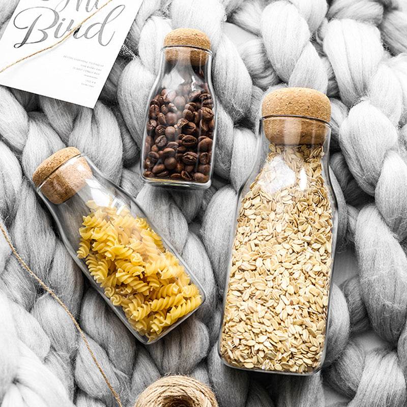 Sealed Jar Glass Transparent Tea Can Seasoning Jar Cork - Mubimart