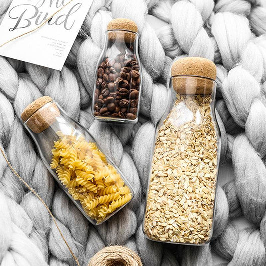 Sealed Jar Glass Transparent Tea Can Seasoning Jar Cork - Mubimart