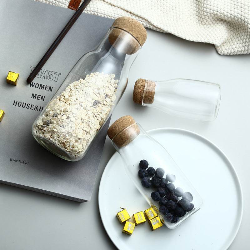 Sealed Jar Glass Transparent Tea Can Seasoning Jar Cork - Mubimart