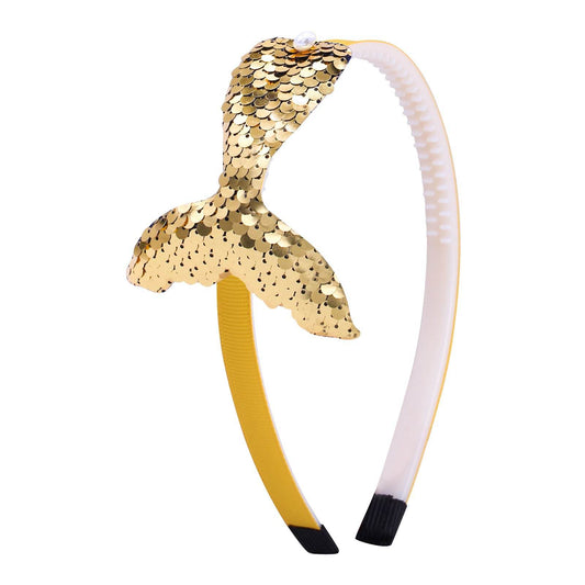 Sequined Hair Accessories Mermaid Tail Flip Fish Scale Pearl Headband Non-slip Manual Hairpin - Mubimart