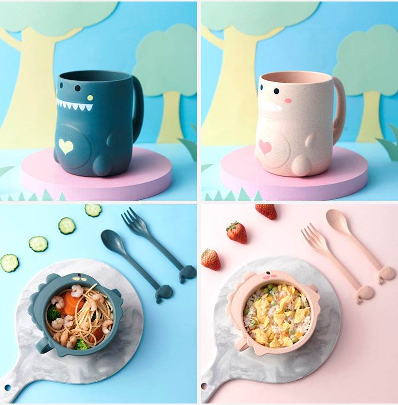 Set Baby Cartoon Dinosaur Tableware Childrens Dinnerware Set - Mubimart