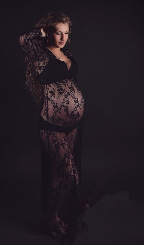 Sexy perspective lace dress, pregnant women's skirts, pregnant women, photographing, maternity, photography and dress - Mubimart -  