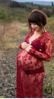 Sexy perspective lace dress, pregnant women's skirts, pregnant women, photographing, maternity, photography and dress - Mubimart -  