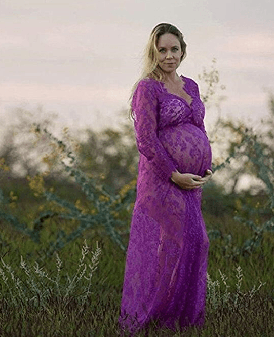 Sexy perspective lace dress, pregnant women's skirts, pregnant women, photographing, maternity, photography and dress - Mubimart