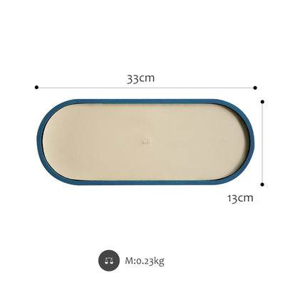Shallow Storage Tray Desktop Wooden Tray Morandi Color Debris Tray - Mubimart