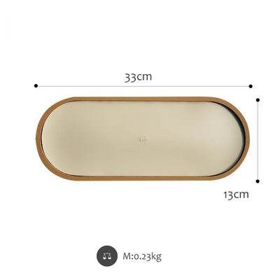 Shallow Storage Tray Desktop Wooden Tray Morandi Color Debris Tray - Mubimart
