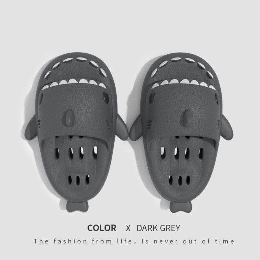 Shark Slippers With Drain Holes Shower Shoes For Women Quick Drying Eva Pool Shark Slides Beach Sandals With Drain Holes - Mubimart