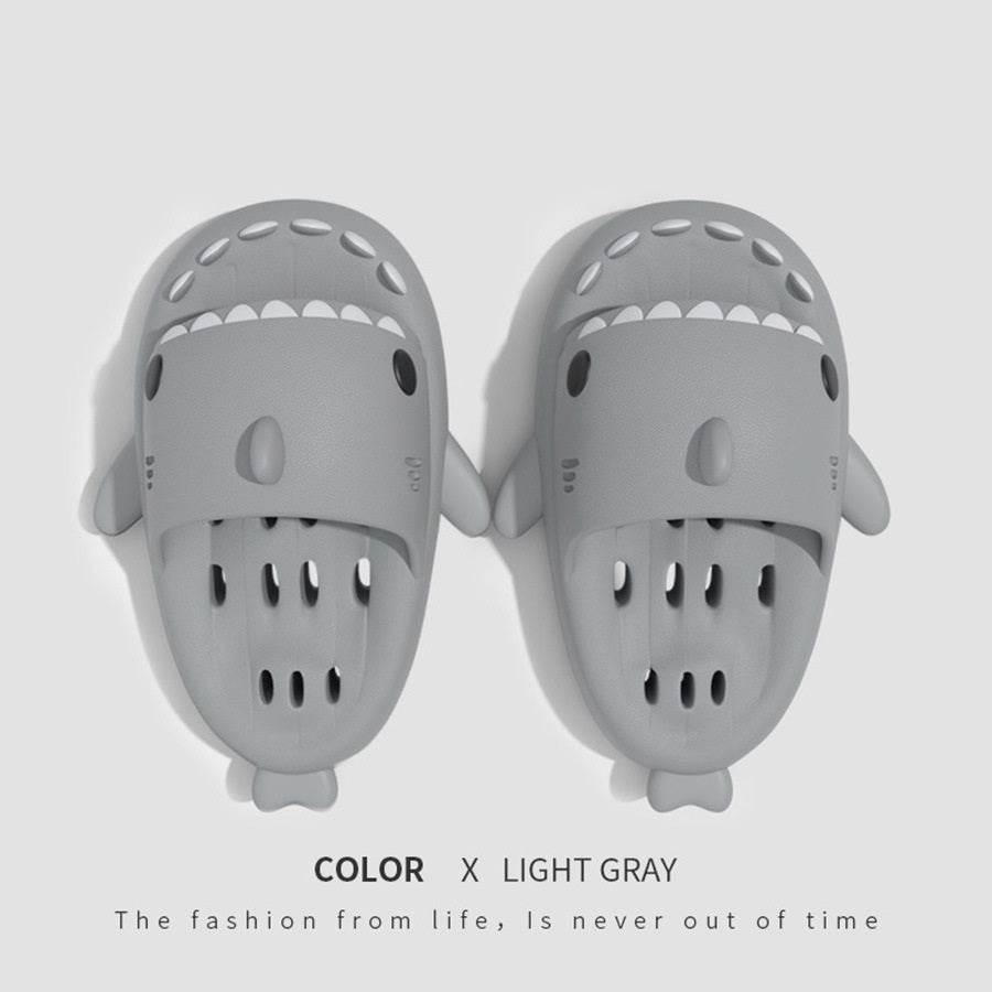 Shark Slippers With Drain Holes Shower Shoes For Women Quick Drying Eva Pool Shark Slides Beach Sandals With Drain Holes - Mubimart