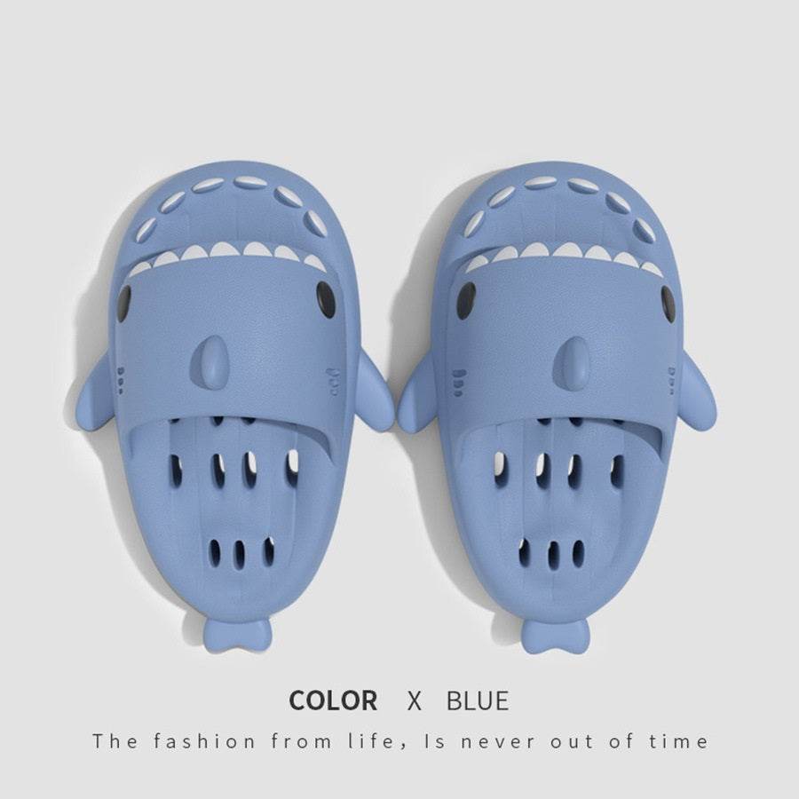 Shark Slippers With Drain Holes Shower Shoes For Women Quick Drying Eva Pool Shark Slides Beach Sandals With Drain Holes - Mubimart
