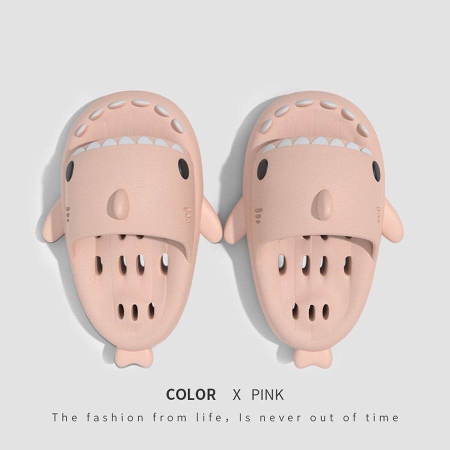 Shark Slippers With Drain Holes Shower Shoes For Women Quick Drying Eva Pool Shark Slides Beach Sandals With Drain Holes - Mubimart