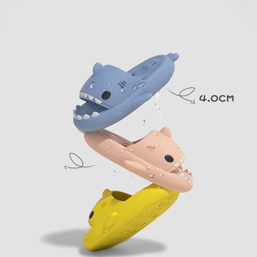 Shark Slippers With Drain Holes Shower Shoes For Women Quick Drying Eva Pool Shark Slides Beach Sandals With Drain Holes - Mubimart -  