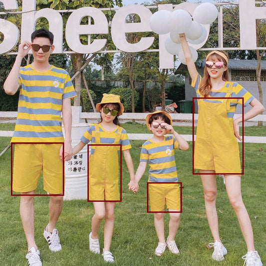 Short-sleeved T-shirt New Mother-daughter Mother-child Family Of Three And Four Overalls - Mubimart