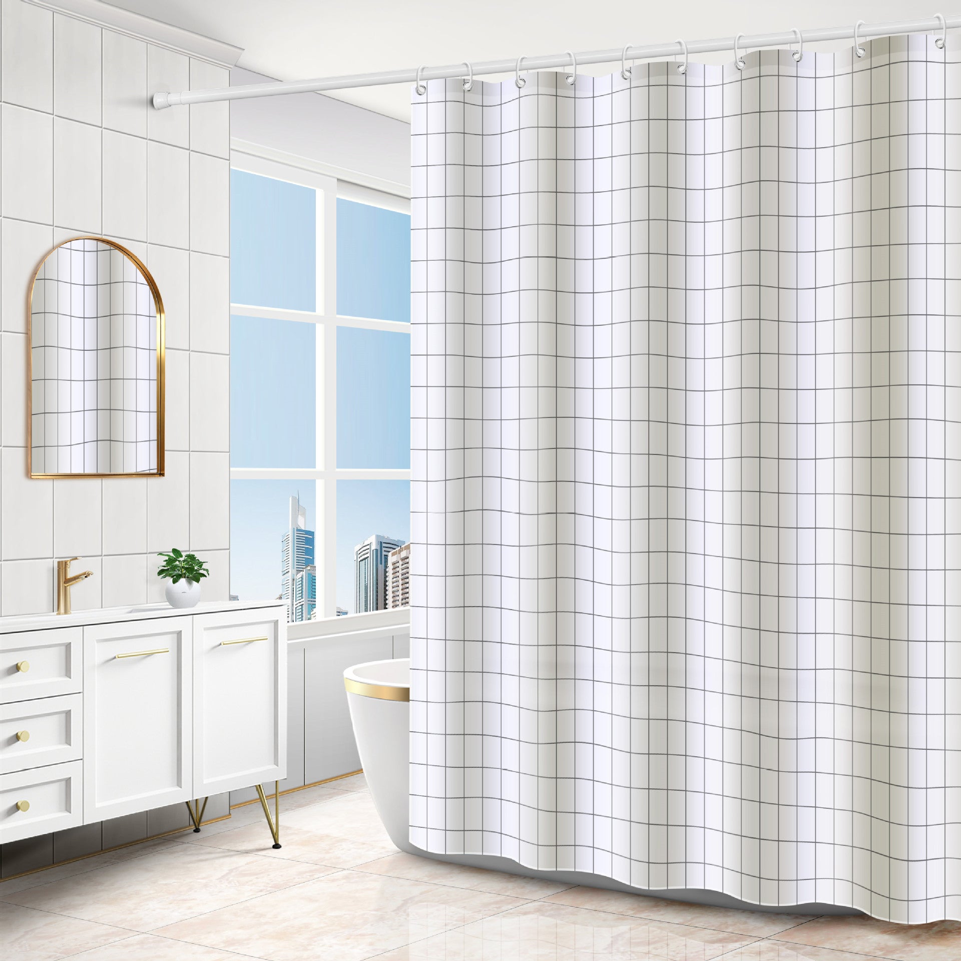 Shower Curtain Partition Curtain Door Curtain Square Shower Curtain - Mubimart -  