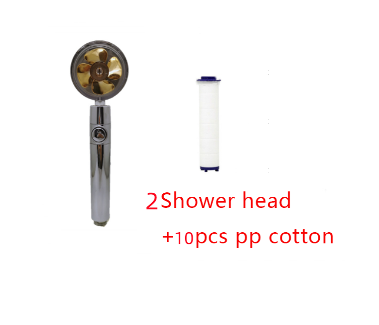 Shower Head Water Saving Flow 360 Degrees Rotating With Small Fan ABS Rain High Pressure Spray Nozzle Bathroom Accessories - Mubimart -  