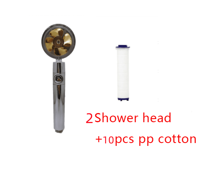 Shower Head Water Saving Flow 360 Degrees Rotating With Small Fan ABS Rain High Pressure Spray Nozzle Bathroom Accessories - Mubimart