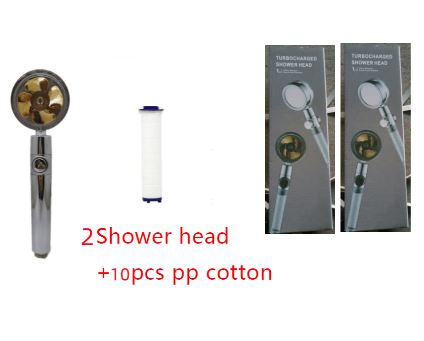 Shower Head Water Saving Flow 360 Degrees Rotating With Small Fan ABS Rain High Pressure Spray Nozzle Bathroom Accessories - Mubimart