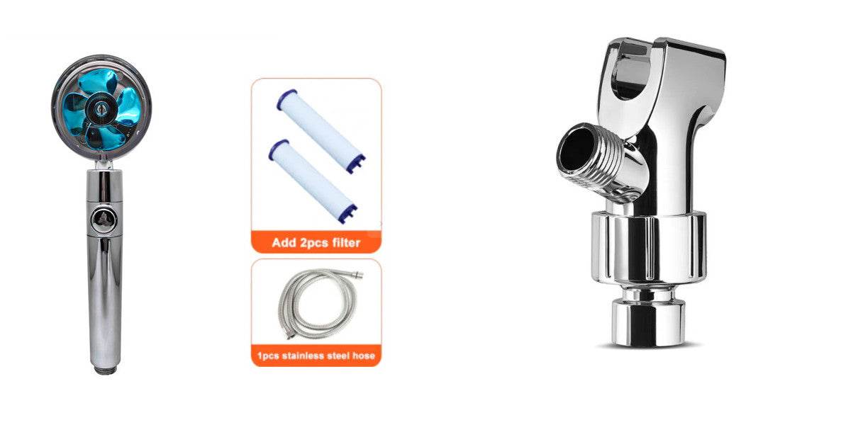 Shower Head Water Saving Flow 360 Degrees Rotating With Small Fan ABS Rain High Pressure Spray Nozzle Bathroom Accessories - Mubimart