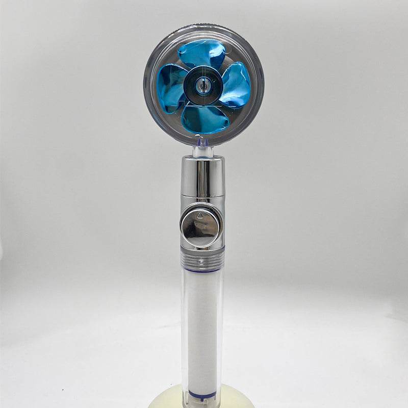 Shower Head Water Saving Flow 360 Degrees Rotating With Small Fan ABS Rain High Pressure Spray Nozzle Bathroom Accessories - Mubimart