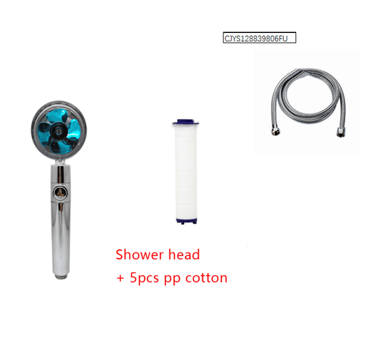 Shower Head Water Saving Flow 360 Degrees Rotating With Small Fan ABS Rain High Pressure Spray Nozzle Bathroom Accessories - Mubimart