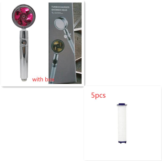 Shower Head Water Saving Flow 360 Degrees Rotating With Small Fan ABS Rain High Pressure Spray Nozzle Bathroom Accessories - Mubimart