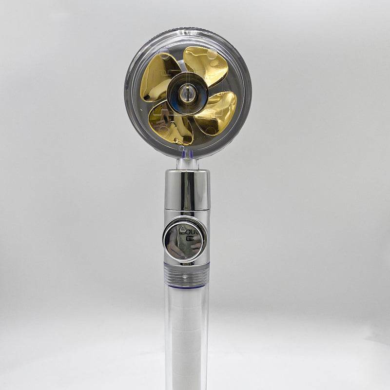 Shower Head Water Saving Flow 360 Degrees Rotating With Small Fan ABS Rain High Pressure Spray Nozzle Bathroom Accessories - Mubimart