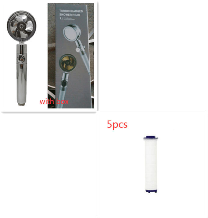 Shower Head Water Saving Flow 360 Degrees Rotating With Small Fan ABS Rain High Pressure Spray Nozzle Bathroom Accessories - Mubimart
