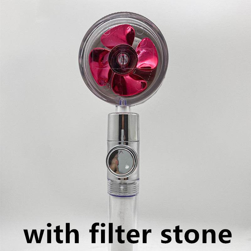 Shower Head Water Saving Flow 360 Degrees Rotating With Small Fan ABS Rain High Pressure Spray Nozzle Bathroom Accessories - Mubimart