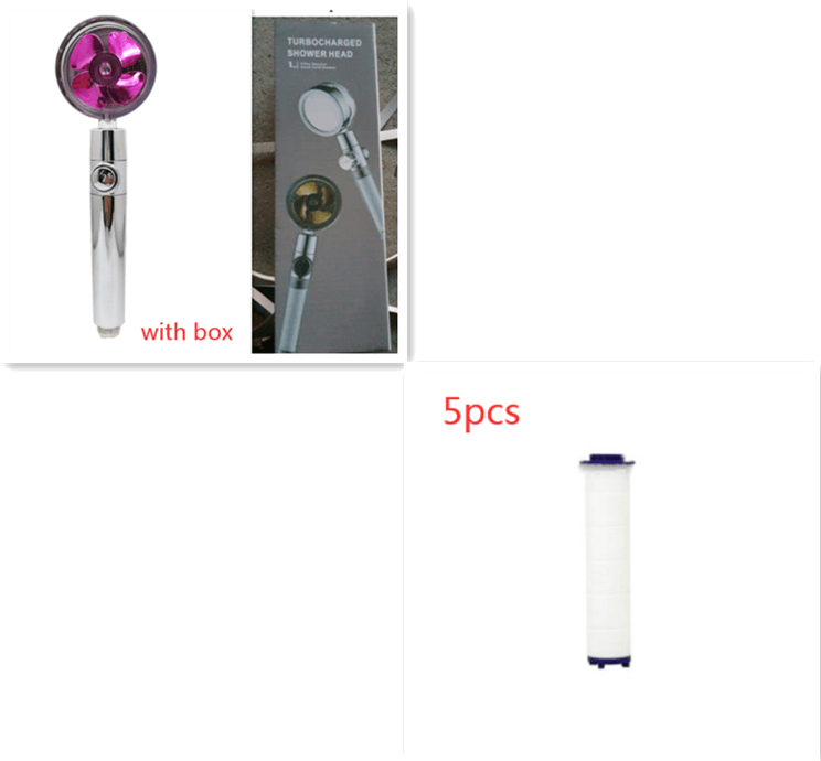Shower Head Water Saving Flow 360 Degrees Rotating With Small Fan ABS Rain High Pressure Spray Nozzle Bathroom Accessories - Mubimart