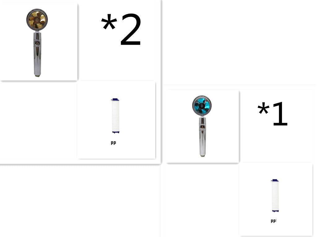 Shower Head Water Saving Flow 360 Degrees Rotating With Small Fan ABS Rain High Pressure Spray Nozzle Bathroom Accessories - Mubimart
