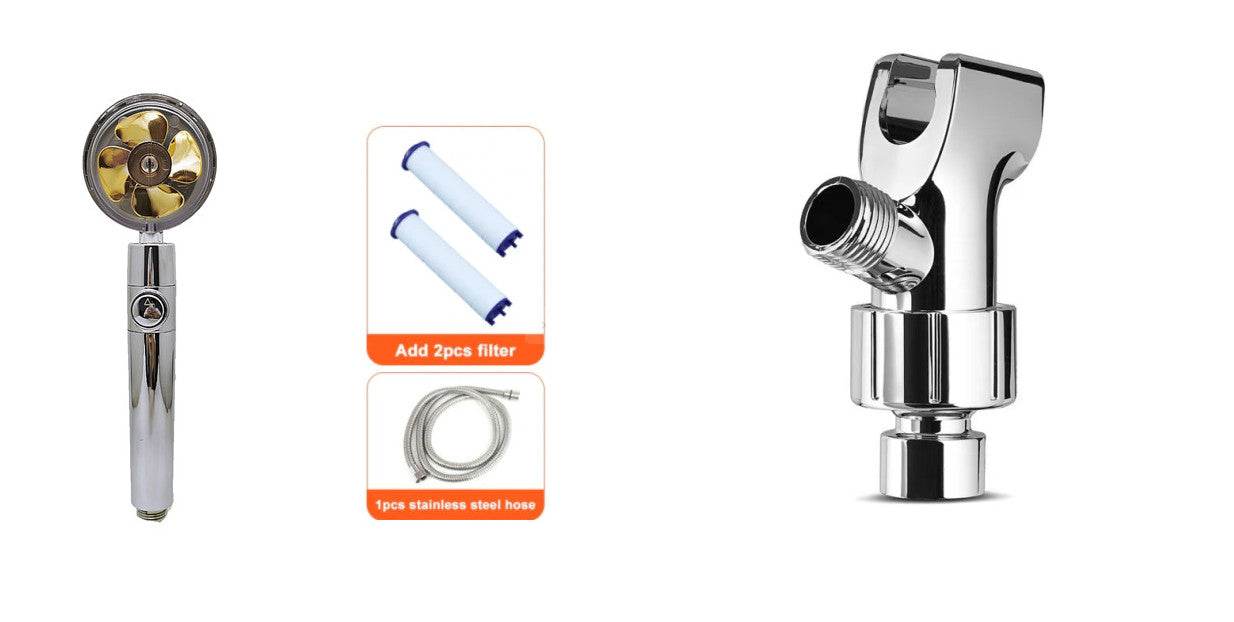 Shower Head Water Saving Flow 360 Degrees Rotating With Small Fan ABS Rain High Pressure Spray Nozzle Bathroom Accessories - Mubimart