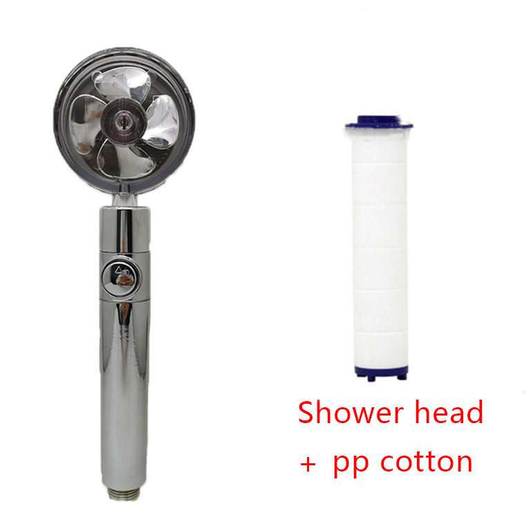 Shower Head Water Saving Flow 360 Degrees Rotating With Small Fan ABS Rain High Pressure Spray Nozzle Bathroom Accessories - Mubimart -  