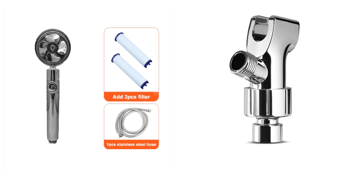 Shower Head Water Saving Flow 360 Degrees Rotating With Small Fan ABS Rain High Pressure Spray Nozzle Bathroom Accessories - Mubimart