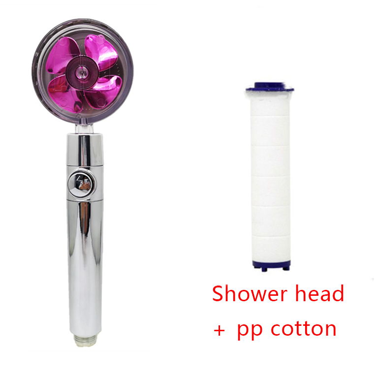 Shower Head Water Saving Flow 360 Degrees Rotating With Small Fan ABS Rain High Pressure Spray Nozzle Bathroom Accessories - Mubimart -  