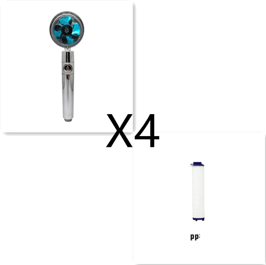 Shower Head Water Saving Flow 360 Degrees Rotating With Small Fan ABS Rain High Pressure Spray Nozzle Bathroom Accessories - Mubimart