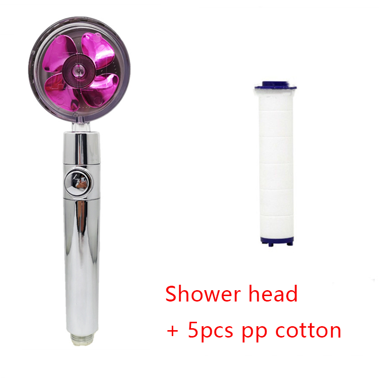 Shower Head Water Saving Flow 360 Degrees Rotating With Small Fan ABS Rain High Pressure Spray Nozzle Bathroom Accessories - Mubimart -  