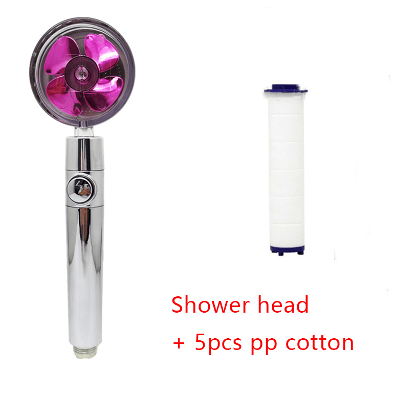 Shower Head Water Saving Flow 360 Degrees Rotating With Small Fan ABS Rain High Pressure Spray Nozzle Bathroom Accessories - Mubimart