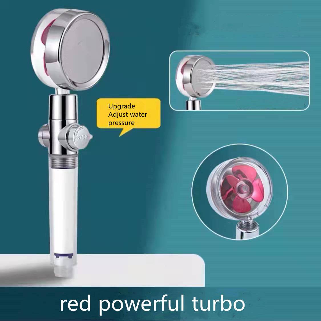 Shower Head Water Saving Flow 360 Degrees Rotating With Small Fan ABS Rain High Pressure Spray Nozzle Bathroom Accessories - Mubimart