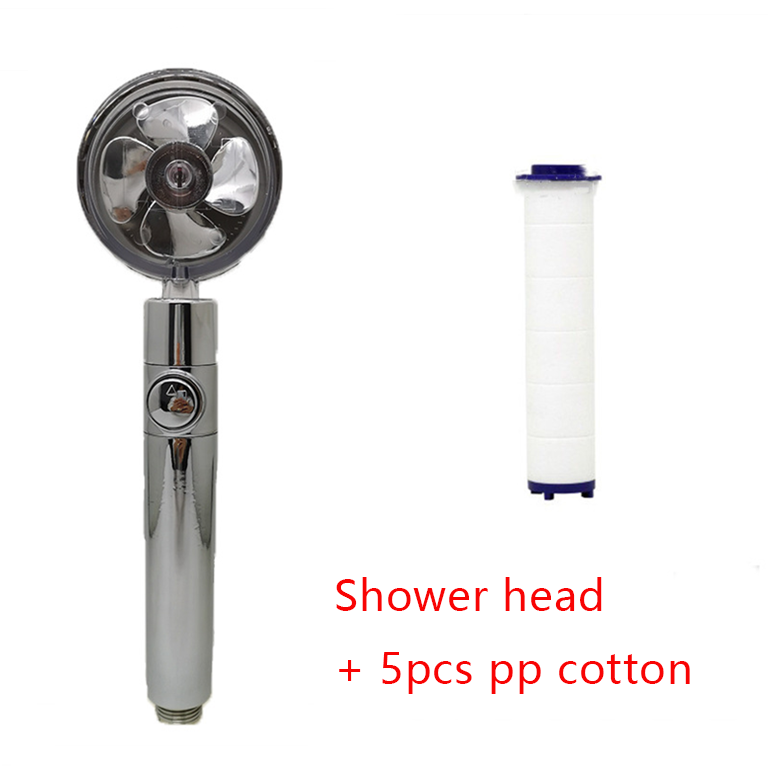 Shower Head Water Saving Flow 360 Degrees Rotating With Small Fan ABS Rain High Pressure Spray Nozzle Bathroom Accessories - Mubimart -  