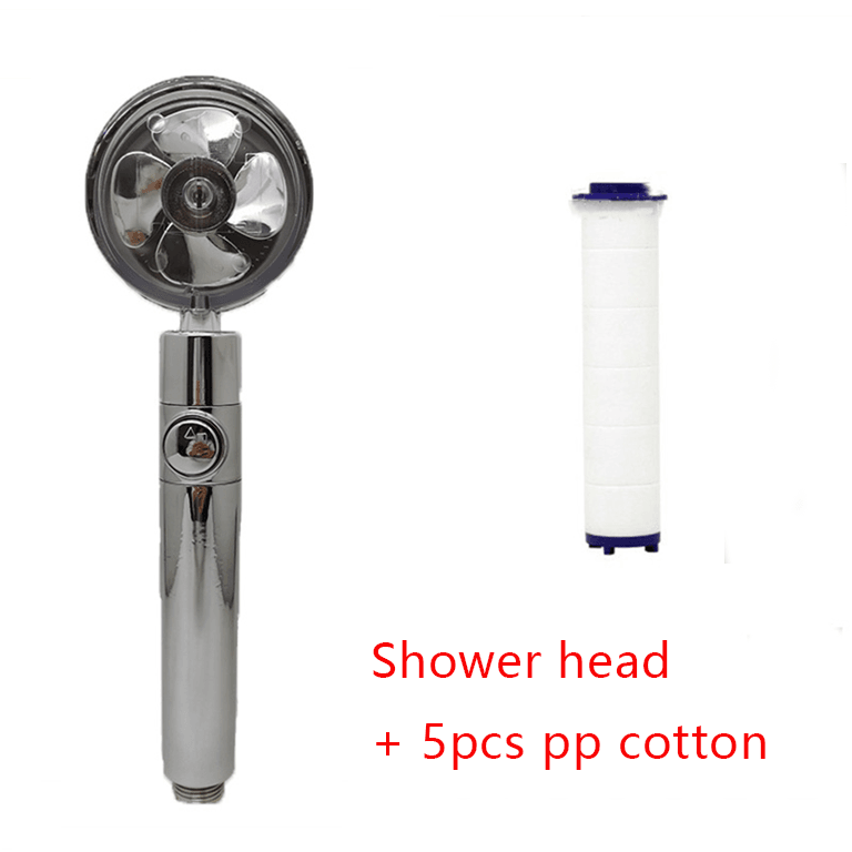 Shower Head Water Saving Flow 360 Degrees Rotating With Small Fan ABS Rain High Pressure Spray Nozzle Bathroom Accessories - Mubimart