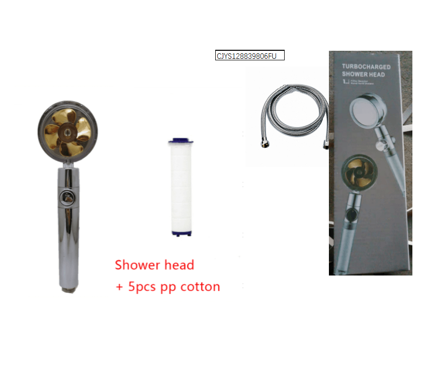 Shower Head Water Saving Flow 360 Degrees Rotating With Small Fan ABS Rain High Pressure Spray Nozzle Bathroom Accessories - Mubimart