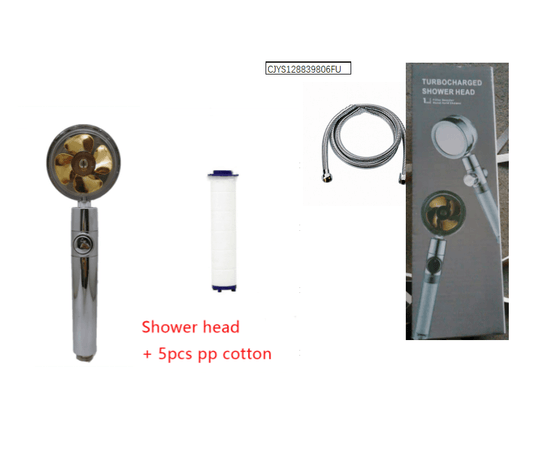 Shower Head Water Saving Flow 360 Degrees Rotating With Small Fan ABS Rain High Pressure Spray Nozzle Bathroom Accessories - Mubimart
