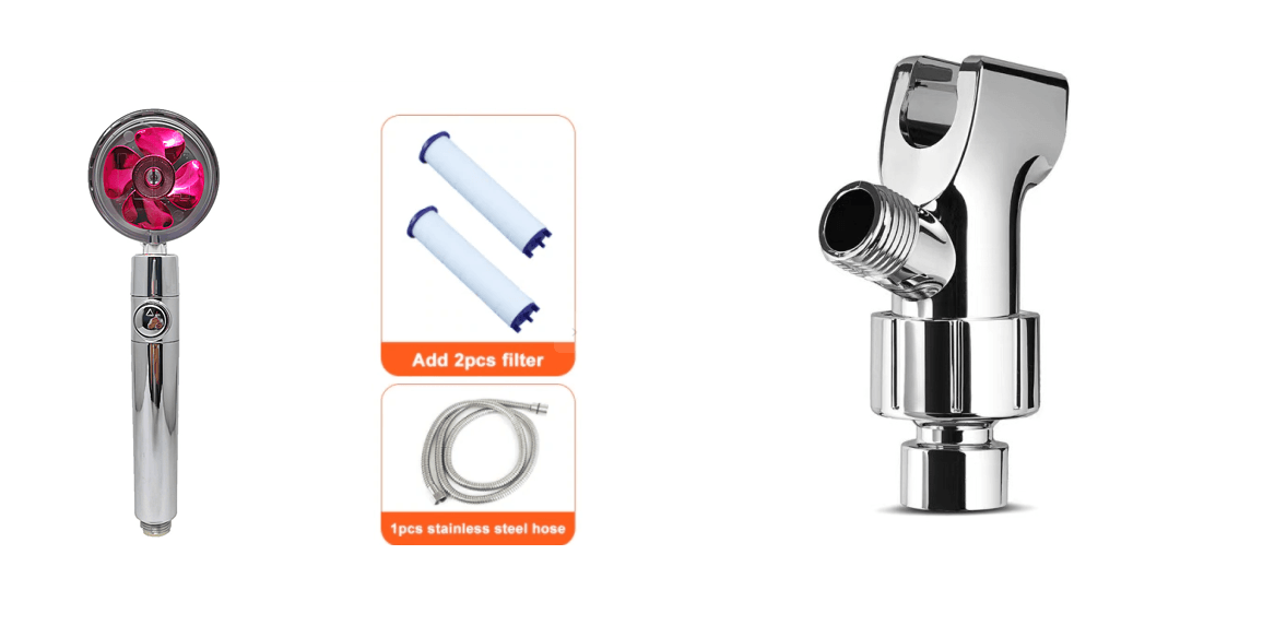 Shower Head Water Saving Flow 360 Degrees Rotating With Small Fan ABS Rain High Pressure Spray Nozzle Bathroom Accessories - Mubimart
