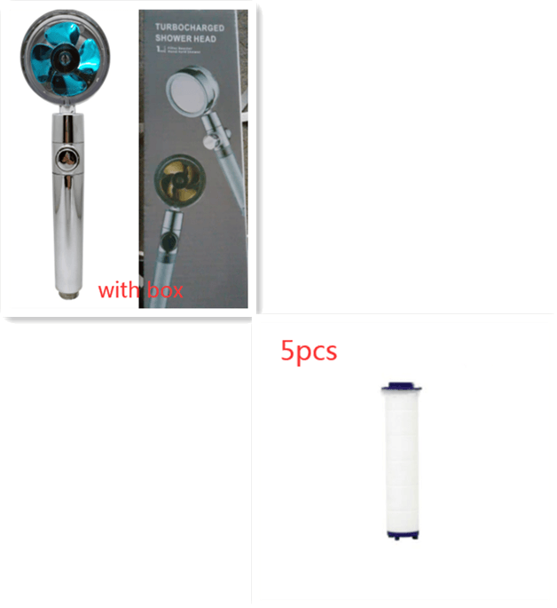 Shower Head Water Saving Flow 360 Degrees Rotating With Small Fan ABS Rain High Pressure Spray Nozzle Bathroom Accessories - Mubimart