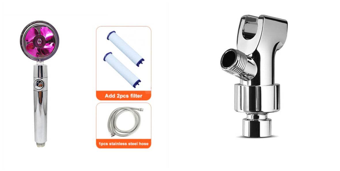Shower Head Water Saving Flow 360 Degrees Rotating With Small Fan ABS Rain High Pressure Spray Nozzle Bathroom Accessories - Mubimart