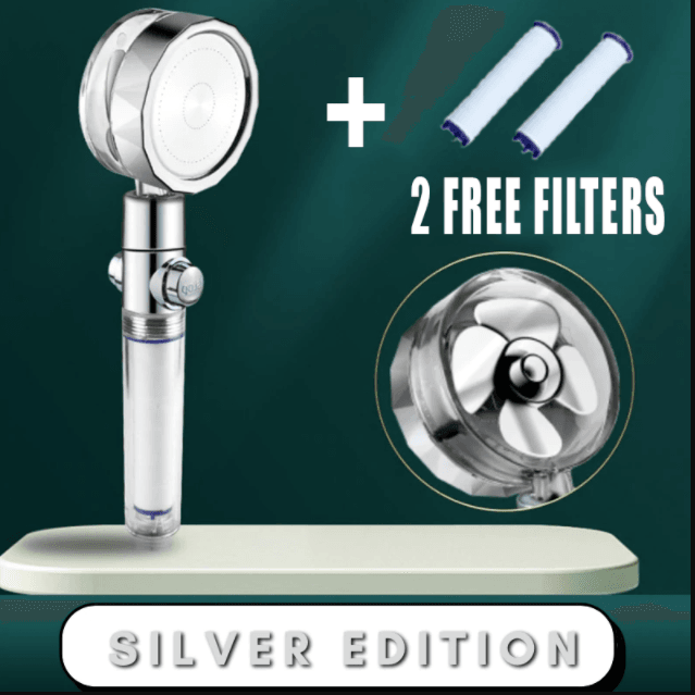 Shower Head Water Saving Flow 360 Degrees Rotating With Small Fan ABS Rain High Pressure Spray Nozzle Bathroom Accessories - Mubimart