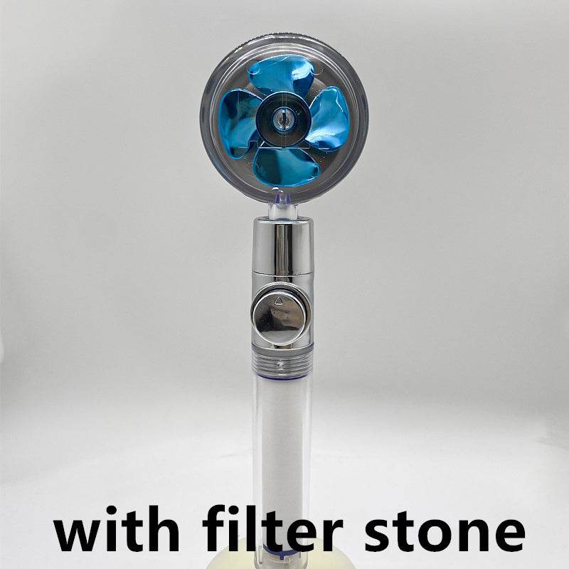 Shower Head Water Saving Flow 360 Degrees Rotating With Small Fan ABS Rain High Pressure Spray Nozzle Bathroom Accessories - Mubimart