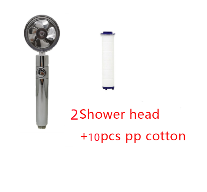 Shower Head Water Saving Flow 360 Degrees Rotating With Small Fan ABS Rain High Pressure Spray Nozzle Bathroom Accessories - Mubimart -  