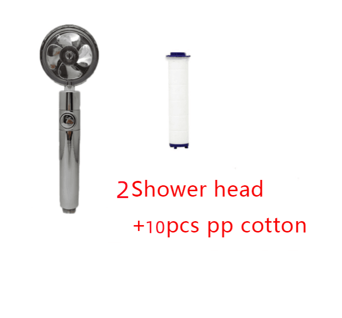 Shower Head Water Saving Flow 360 Degrees Rotating With Small Fan ABS Rain High Pressure Spray Nozzle Bathroom Accessories - Mubimart