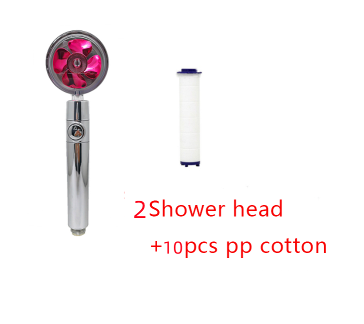 Shower Head Water Saving Flow 360 Degrees Rotating With Small Fan ABS Rain High Pressure Spray Nozzle Bathroom Accessories - Mubimart -  